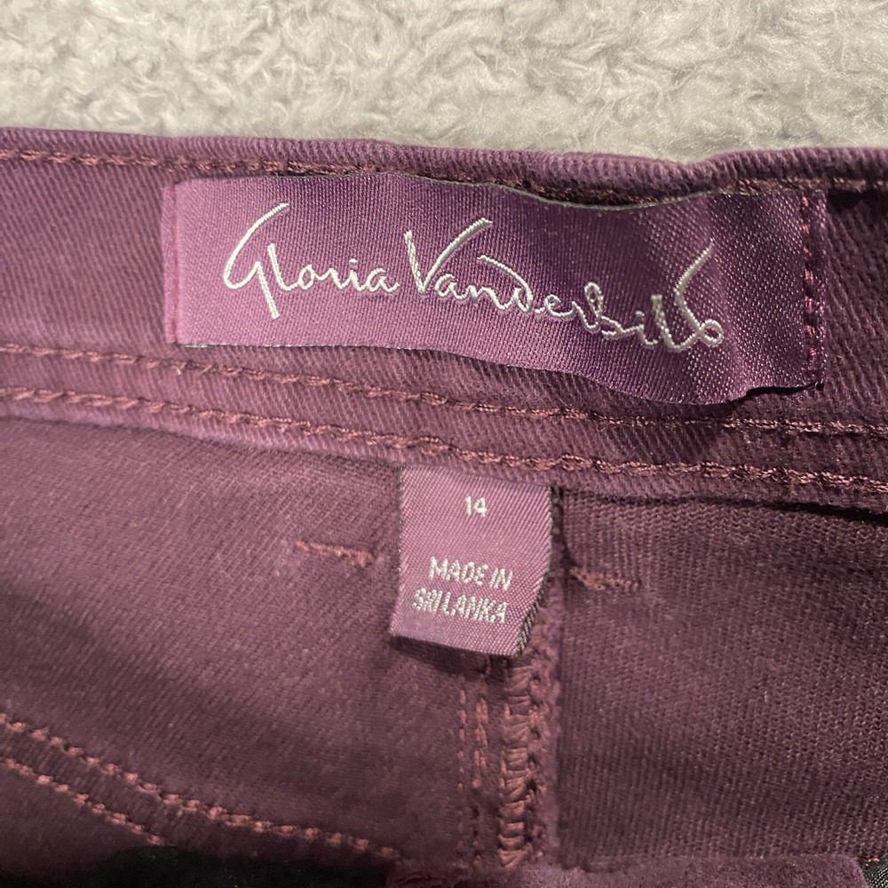 Gloria Vanderbilt Amanda Jeans Size 14 Short Purple Straight Stretch High Rise - Picture 3 of 16